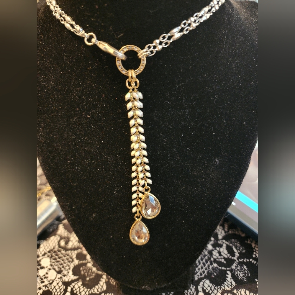 Brand New Premier Designs Glisten NecklaceRich details, mixed metals